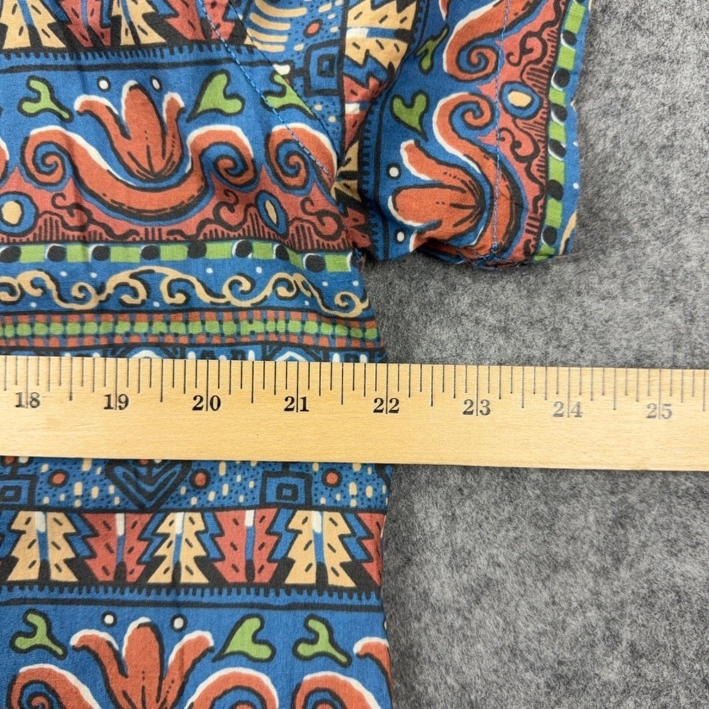 J.Crew Shirt Mens Medium Blue Tribal Geometric Print Cotton Camp Summer Beach - Picture 9 of 13